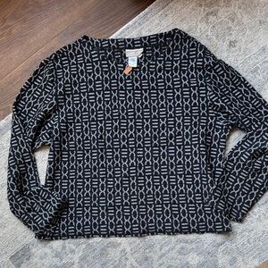 Coldwater Creek Black and Gray Geometric Long Sleeve Top